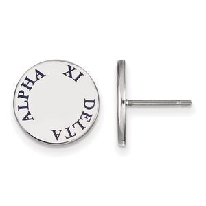 Sterling Silver Alpha Xi Delta Blue Enamel Post Earrings